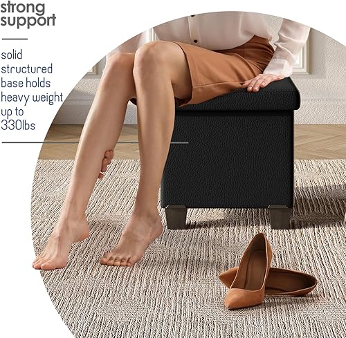 Miniatura 699 de Otomana plegable para dormitorio o sala de estar, con contenedores de almacenamiento, reposapiés para el extremo de la cama, soporta hasta 660 lb,