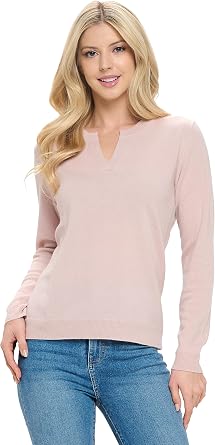 Womens 100% Cashmere Soft Long Sleeve V Neck Crew Neck Sweater