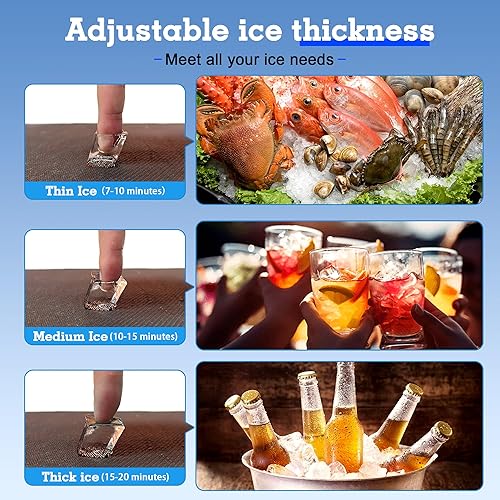 Miniatura 4 de Máquina comercial para hacer hielo de 100 libras/24 horas con almacenamiento de 20 libras, acero inoxidable independiente y máquina de hielo debajo