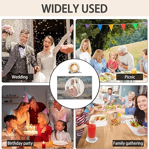 Miniatura 7 de Juego de 6 manteles individuales de grano de madera rústica, manteles individuales vintage de madera de granero, resistentes al calor, lavables,