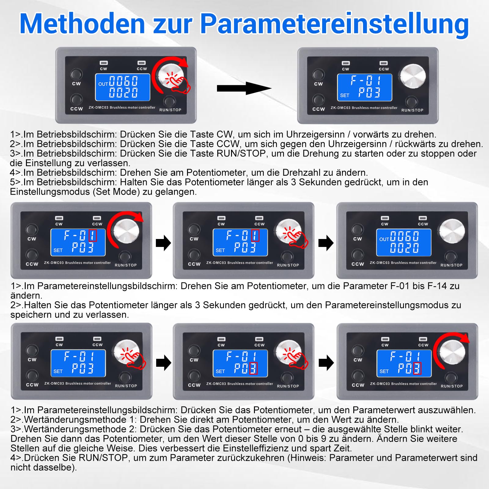 Controller motore brushless senza sensore, 12-30 V DC 10 A, 23 modalità di movimento, controllo della velocità, avanti/indietro, modulo di controllo per elettronica fai da te, pompa, ventola e