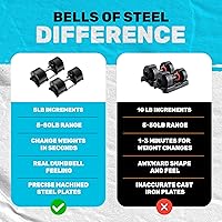 Vista 5 de Nuobell - Juego de mancuernas ajustables [campanas de acero] Juego de pesas ajustables de acero mecanizado, mango moleteado, 5-80 libras, se vende