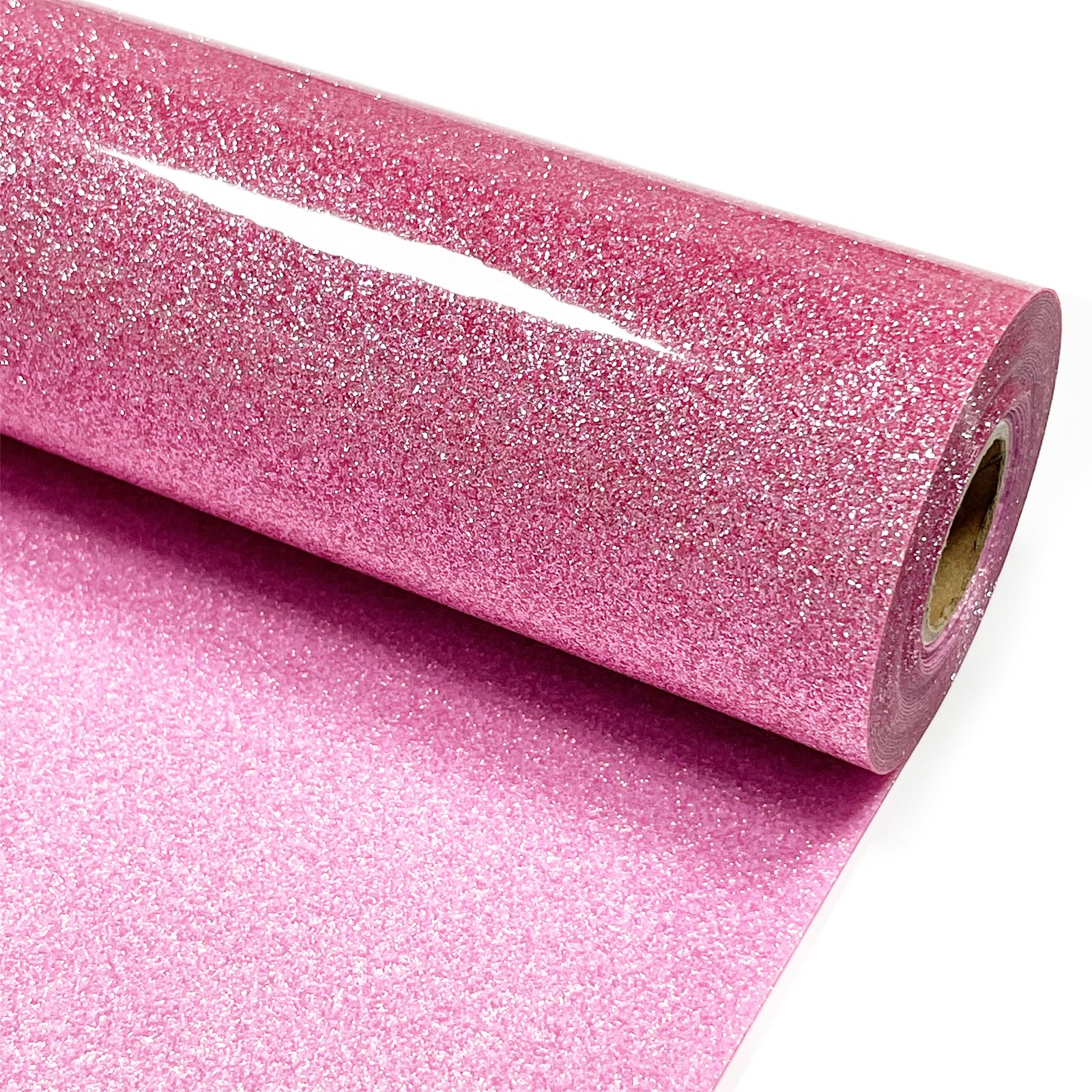 Pink Glitter Heat Transfer Vinyl 12" x 15 ft HTV for Shirts, Glitter HTV for All Cutter Machine - Easy to Cut &amp; Weed for Heat Vinyl Design (Pink)