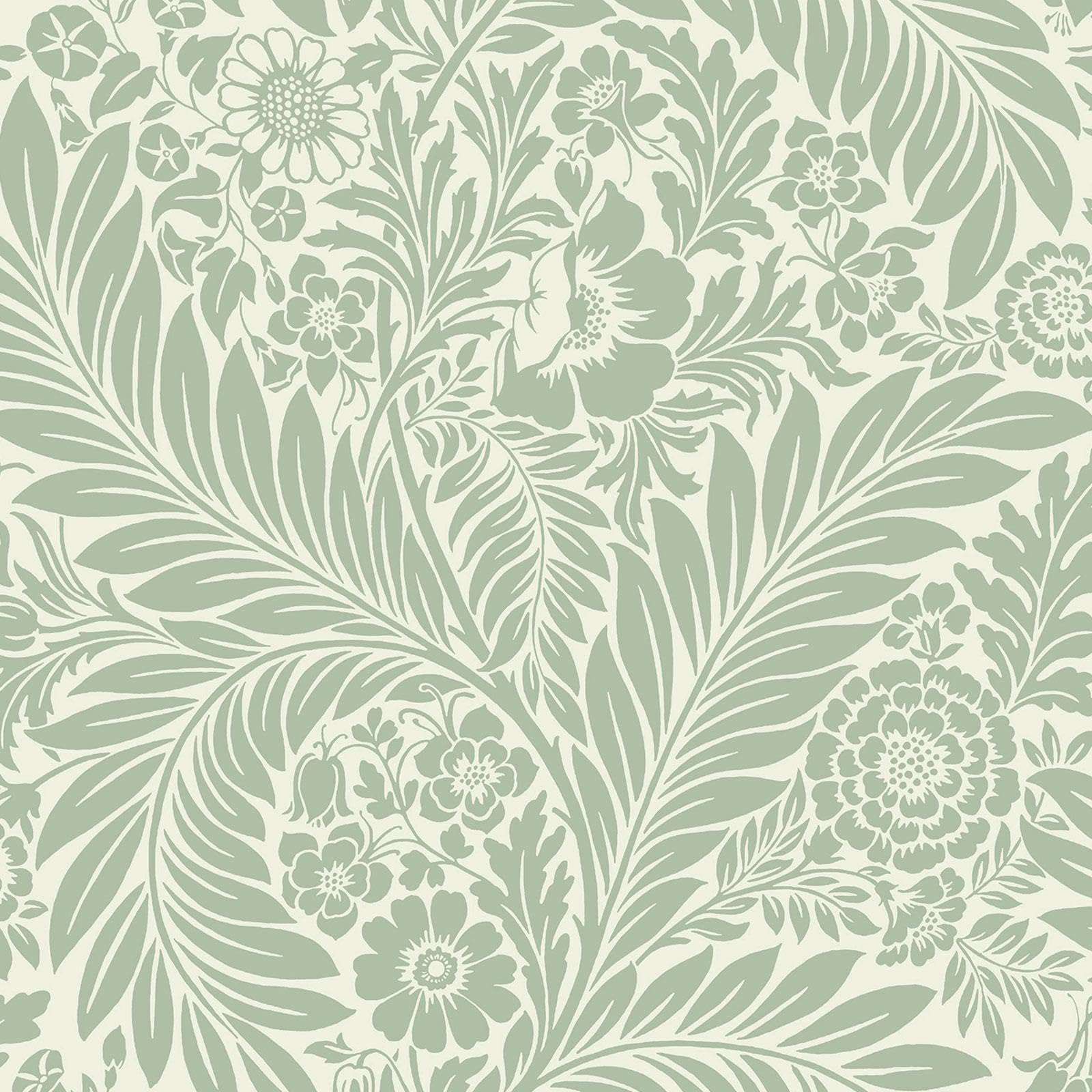 World Of Wallpaper Sage Green/Cream Florence Leaf Floral Wallpaper 727 - Living Room, Lounge, Bedroom, Hallway, Feature Wall Wallpaper
