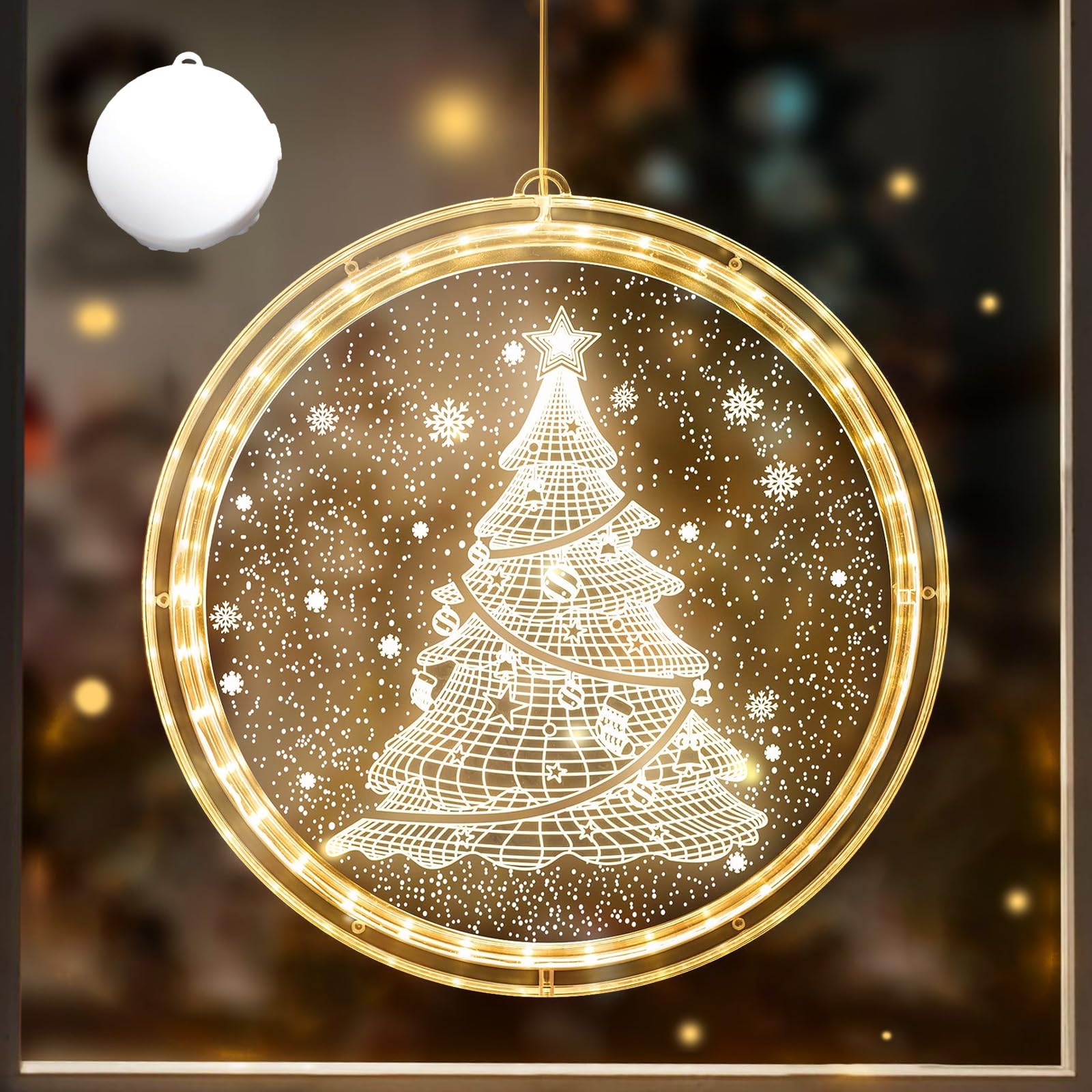 DAZZTIME Luces de Navidad,Luz de Ventana Decorativa de Navidad,Lámpara de Ventosa de Navidad,Luces Navidad,Adornos Navideños,para Ventanas Jardín Terraza Casa Dormitorio Árbol Fiesta