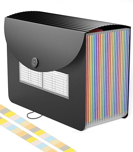 NAFY Organizador de archivos de acordeón, carpetas de archivos expandibles de 24 bolsillos, organizador de documentos portátil con etiquetas en