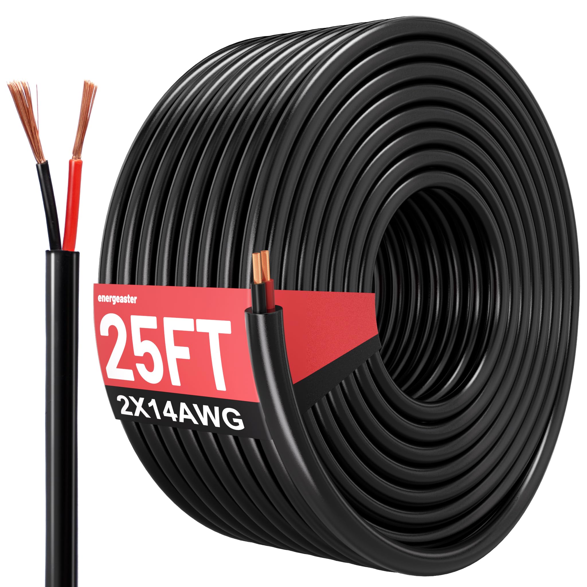 14 Gauge Electrical Wire 2 Conductor,14 AWG Electrical Wire Stranded PVC Cord OFC Cable,2 Core Flexible Extension Power Cord for Auto Cord for LED Lamp Lighting Strips Automotive(25FT)
