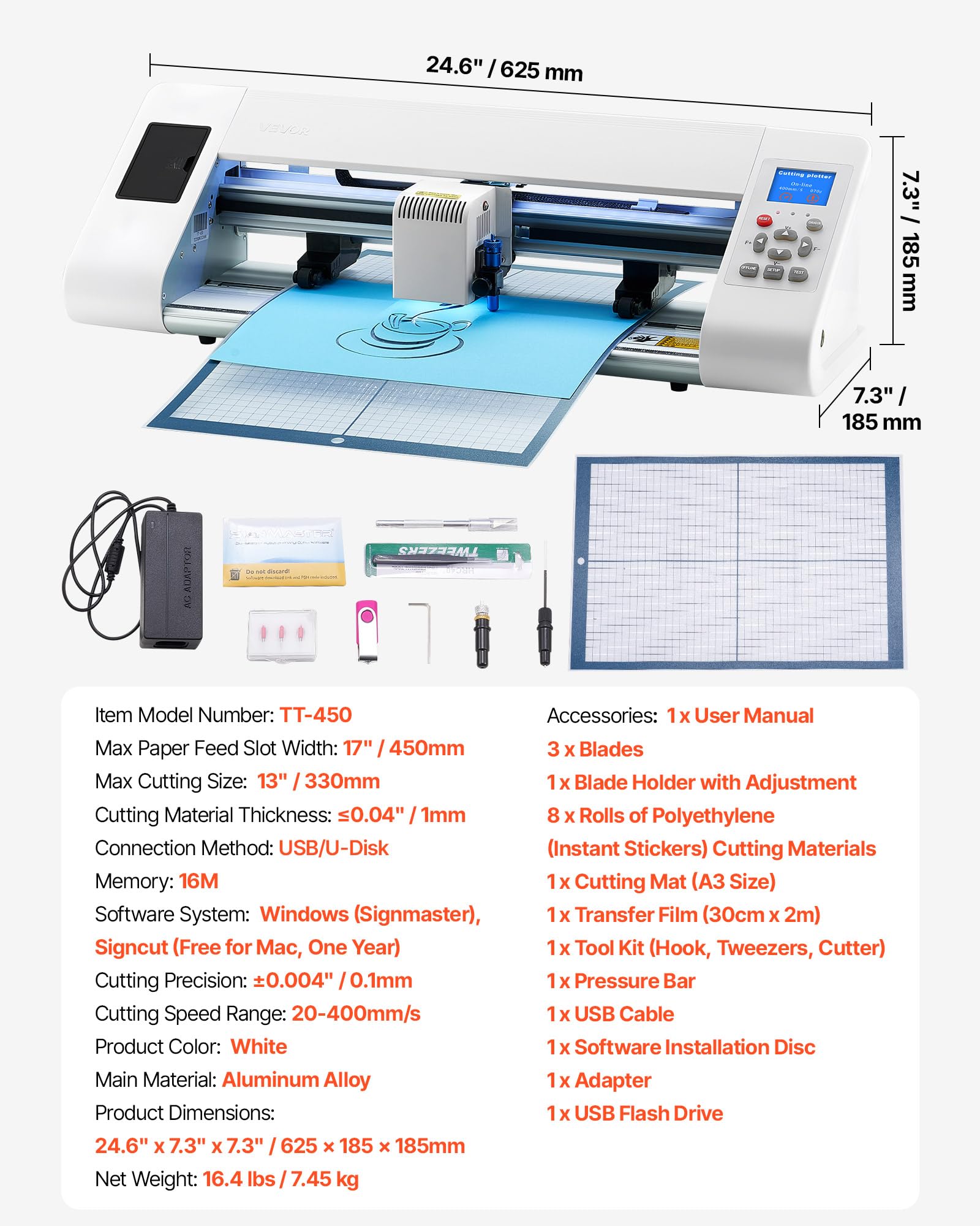VEVOR Vinylschneider (33 cm Schnittgröße) mit automatischer Kantenerkennung & Designsoftware & Materialien, kompatibel mit SVG/EPS/PLT, für individuelle Bastelarbeiten Karten Aufkleber