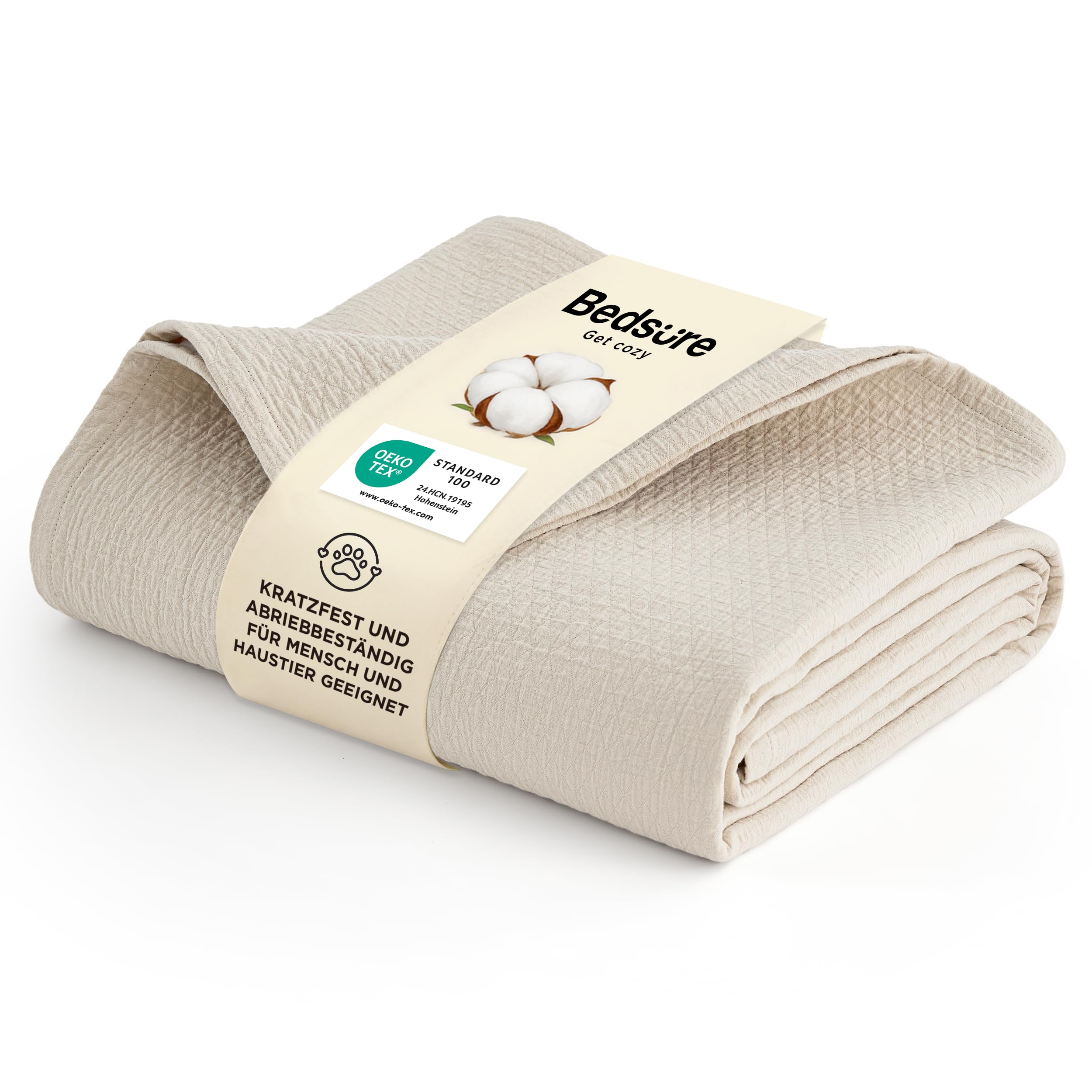 BEDSURE Tagesdecke 100% Baumwolle Kuscheldecke Hundedecke