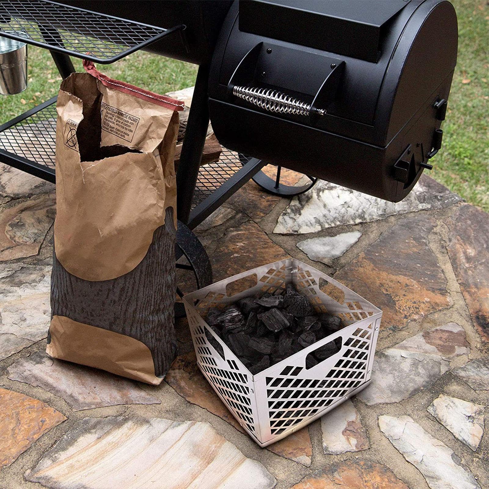 Braciere | Cestino per barbecue a carbonella, contenitore a carbone in | acciaio | Aumenta l'efficacia. per forno a carbonella antiruggine, adatto per la maggior parte dei barbecue offset