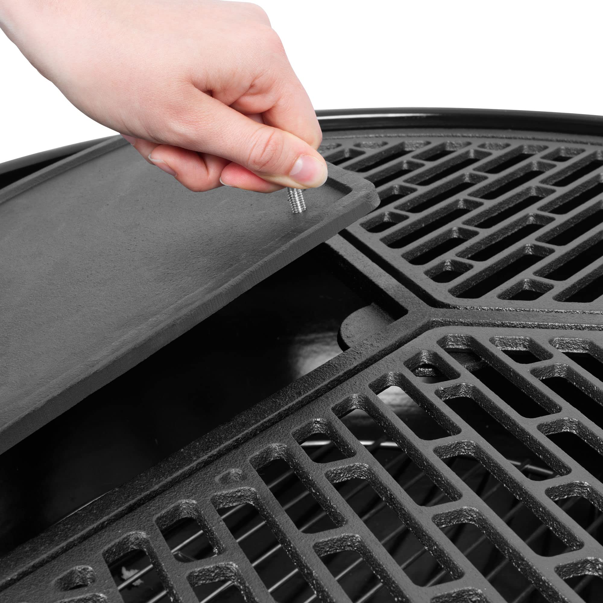 BBQ-TORO Set Plancha in acciaio inox con griglia e piastra | Ø 54,5 cm | Griglia in ghisa con 3 zone | Adatto per barbecue a sfera da 57 cm