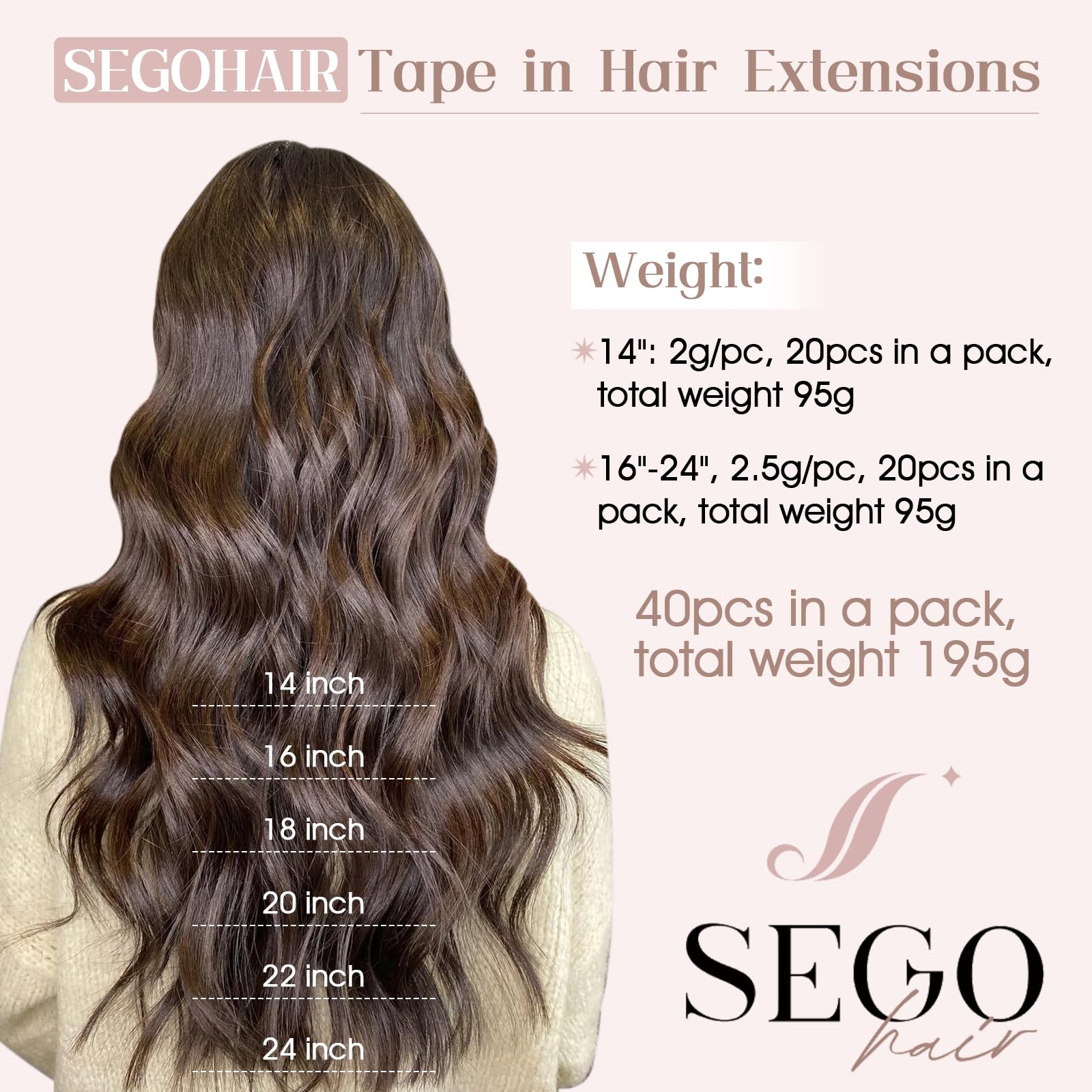 SEGOHAIR Tape in Hair Extensions Human Hair 20pcs Extensions,100% Real Remy HairPieces 16" Natural Invisible Straight with 10pcs of Hair Extension Tapes-Dark Blonde with Bleach Blonde - Image 4