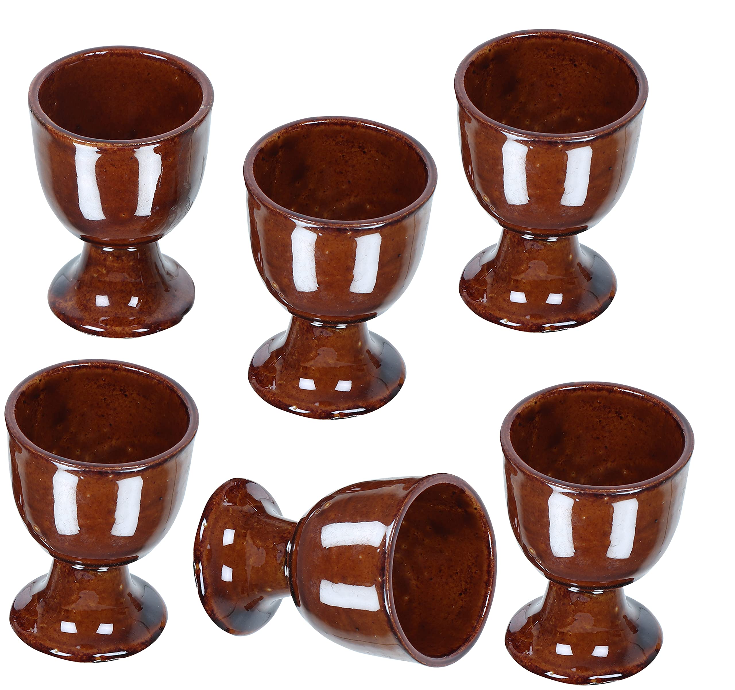 Soft Boiled Egg Holder | Ceramic Egg Cup Set | Ceramic Egg Holder Pottery Housewarming Gift Set of 2 (Brown) 2