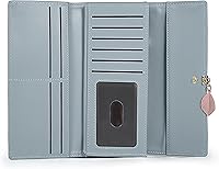 Vista 102 de UTO - Cartera pequeña RFID de piel sintética con dije de hoja, cierre de cremallera y tarjetero.