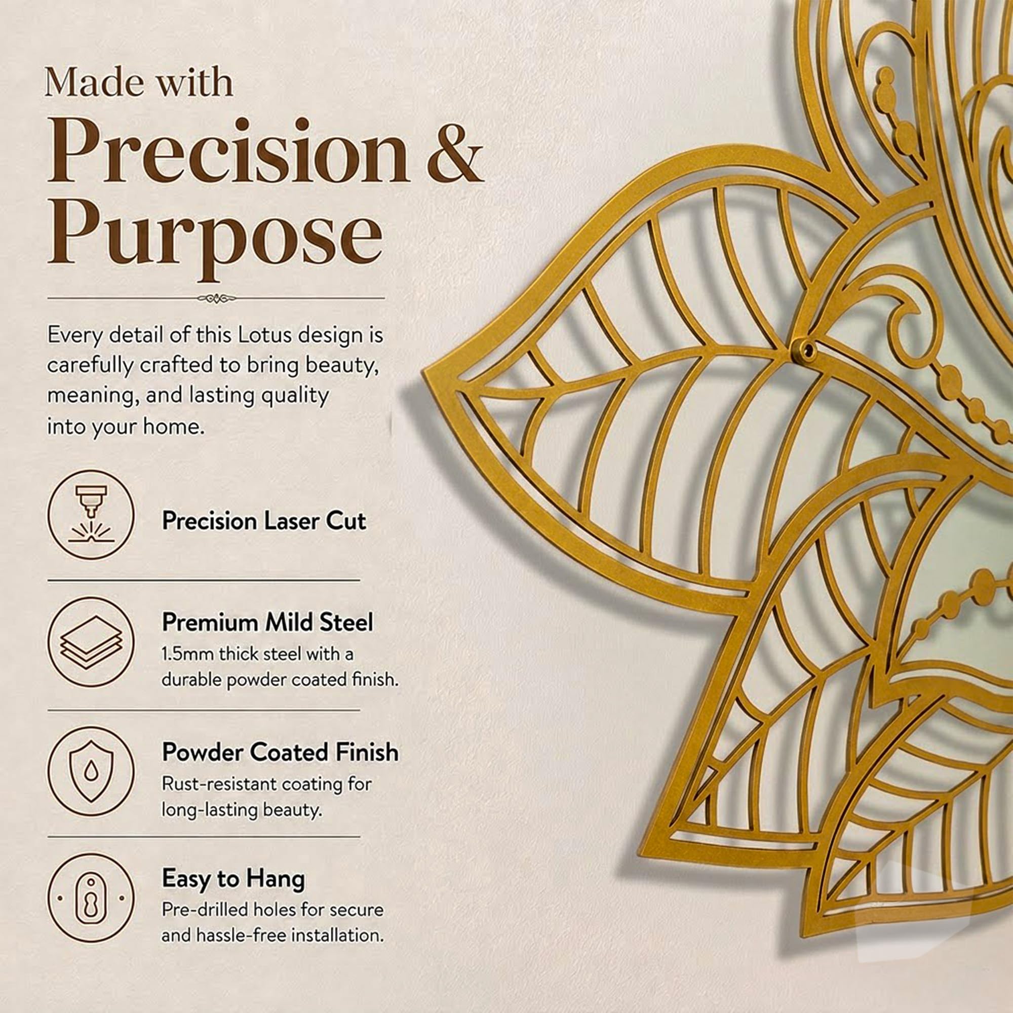 Mandala Wall Decor - Lotus Flower Metal Art -5