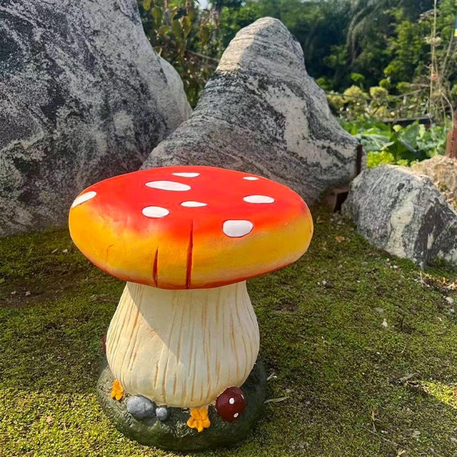Small Pond Mushroom Statue Small Mushroom Shape Ottoman, Mushroom