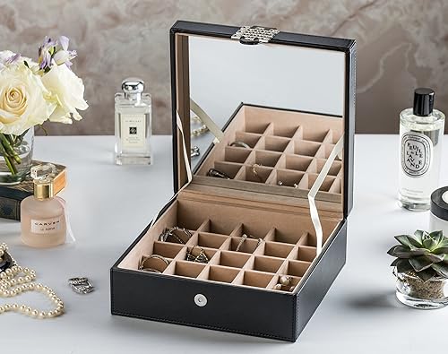 Miniatura 4 de Caja organizadora clásica con 50 compartimientos para joyería para aretes anillos brazaletes o collares