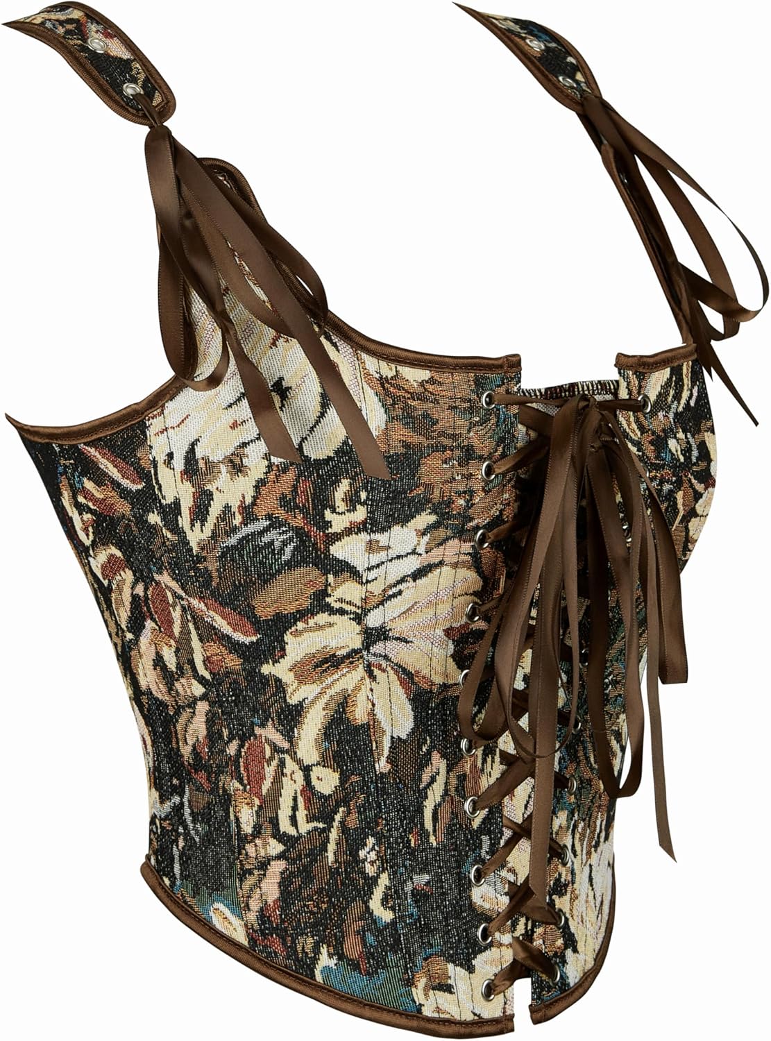Renaissance Corset Bustier Tops for Women Vintage Floral Lace Up Bustier Lingerie Bodyshaper for Going-Out Party Club