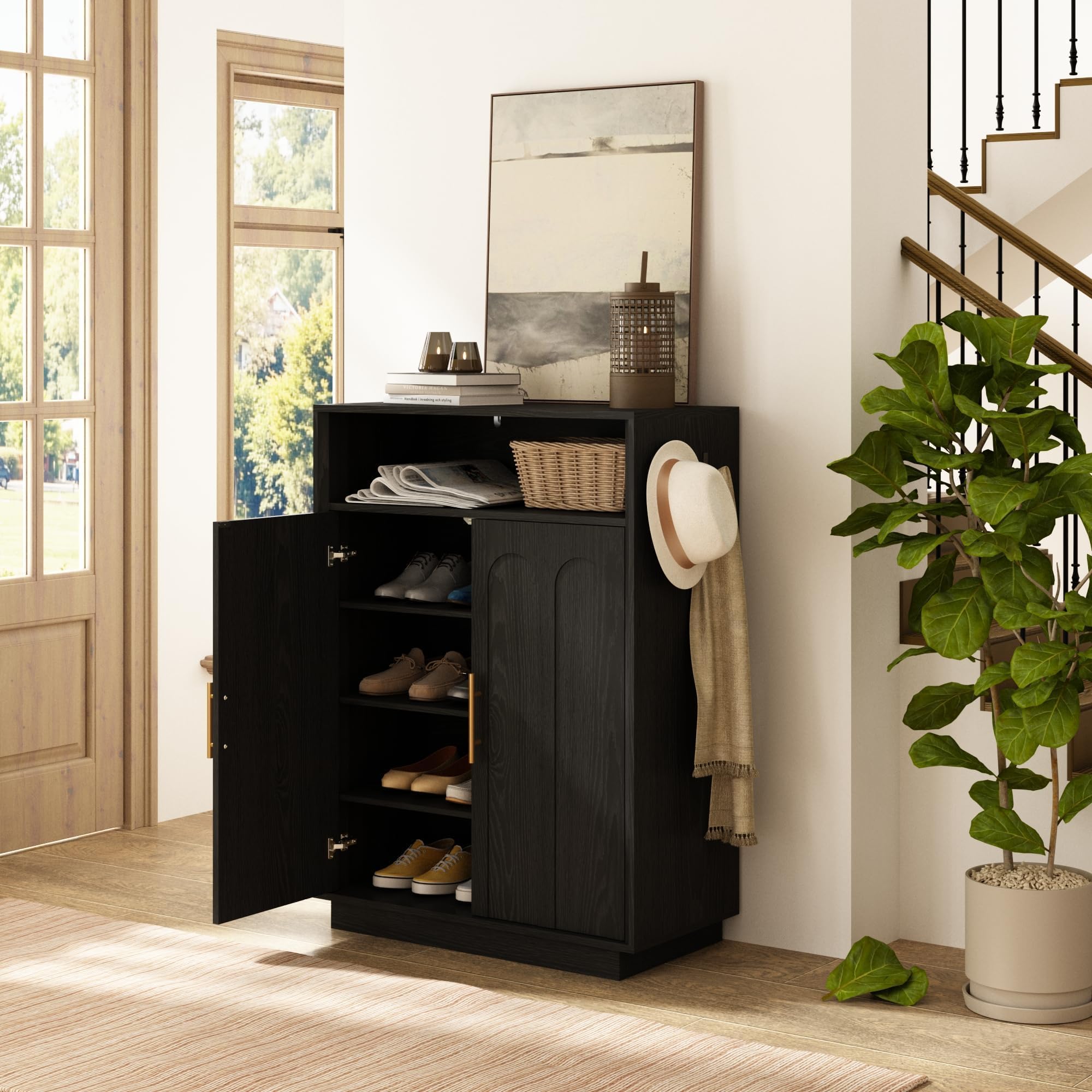 Best Entryway Storage in 2026: 5 Picks That Fit Real Space 2 WINWY Shoe Cabinet with Arched Doors, 43' Tall Large Hidden Shoe Storage Cabinet — product photo