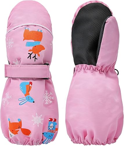 SATINIOR Manoplas de esquí para niños, guantes de invierno impermeables para nieve, guantes cálidos y resistentes al viento para niños y niñas