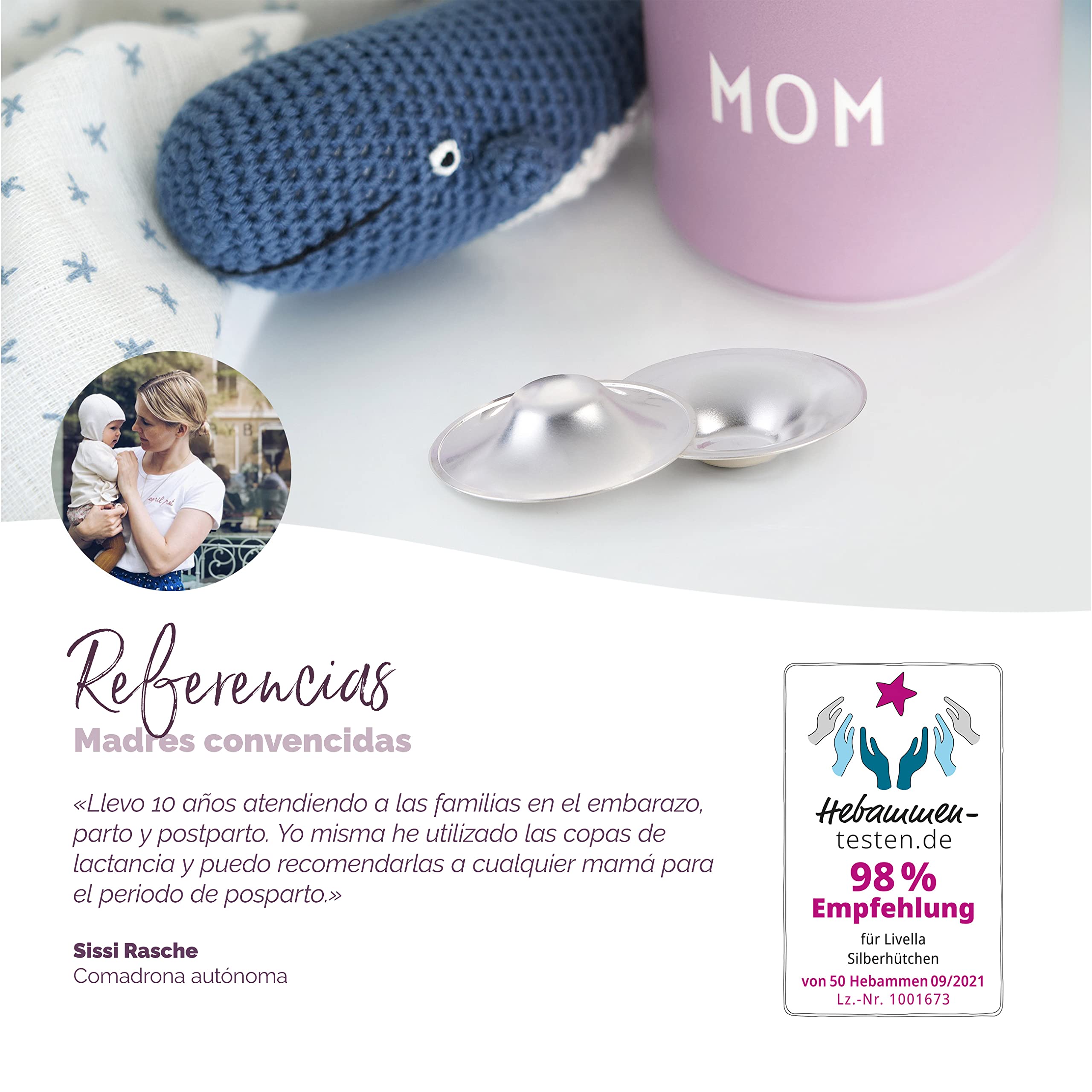 Livella | Pezoneras en Plata 999 - Copas de plata lactancia - Made in Germany - Protección Natural - Alivio Postparto - Lavables y Reutilizables - Talla Única — view 5