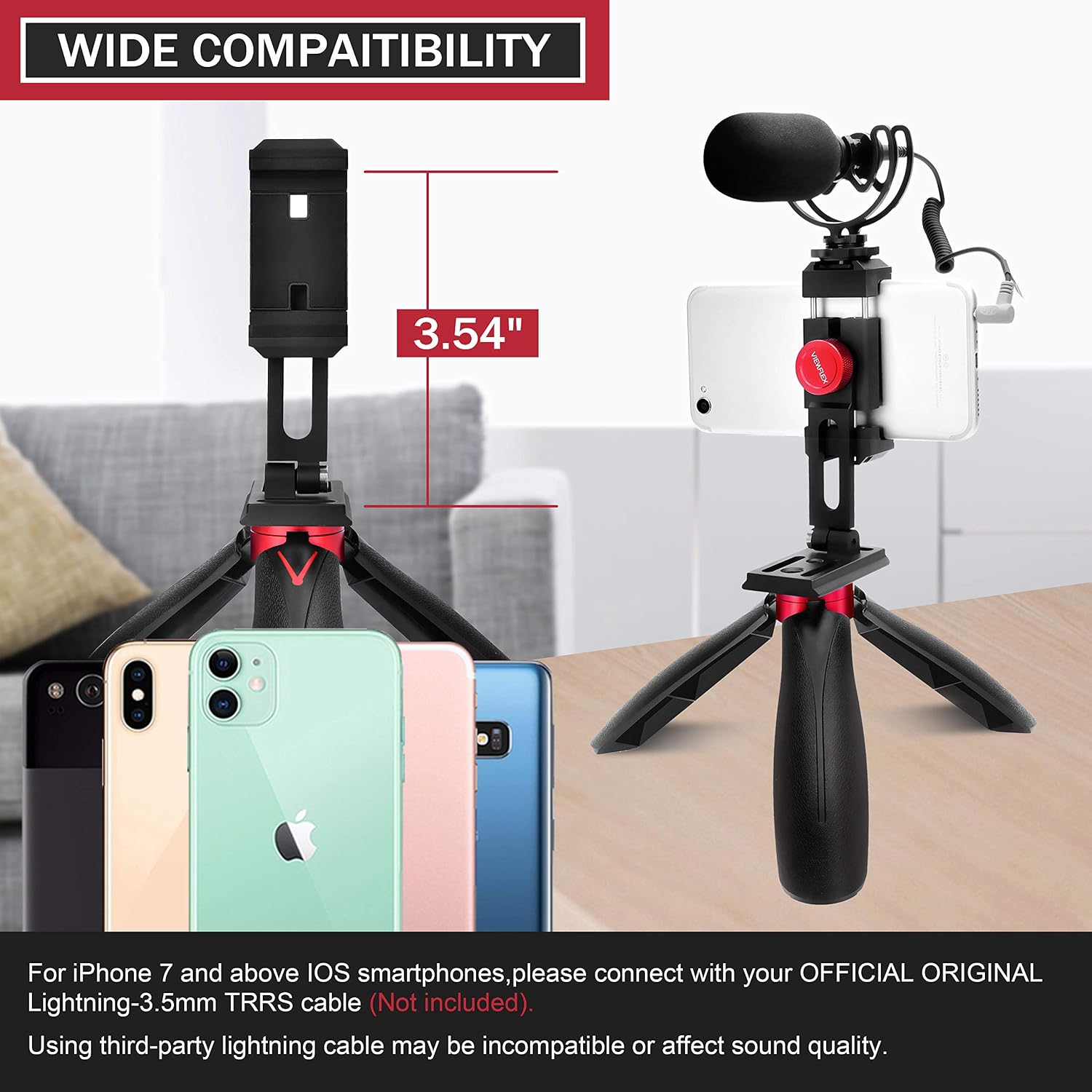 Get Popular Offer viewflex VF-K2 Smartphone Microphone Kit with Tripod, Vertical and Horizontal Shooting, Vlogging Microphone for Smartphones- External Mic for YouTube Video Recording TikTok