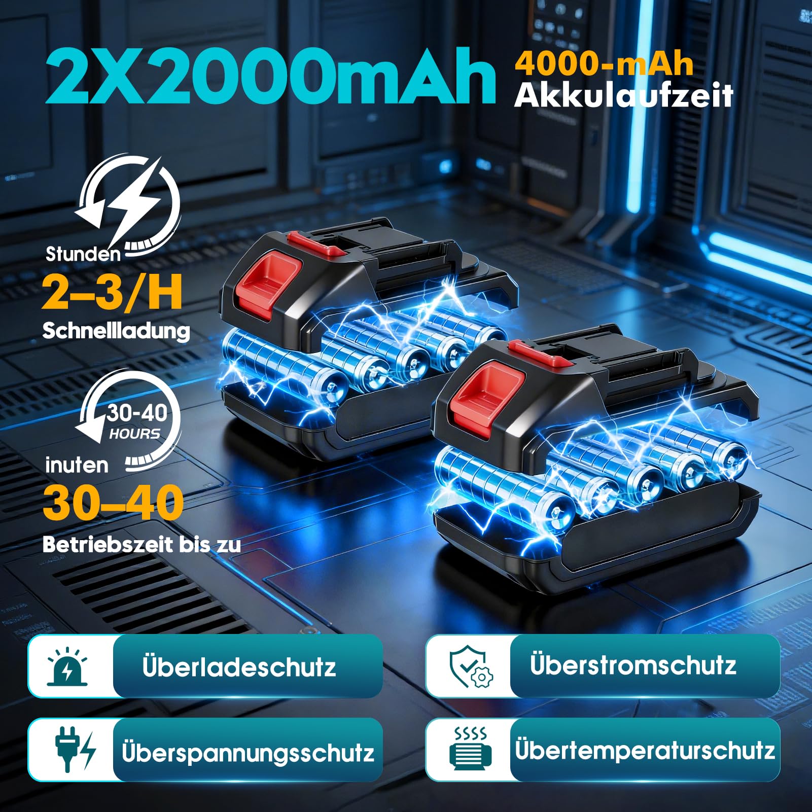 Motosierra y cortasetos, batería telescópica, combo 4 en 1, mini motosierra eléctrica de 8 pulgadas con 2 baterías de 2000 mAh, 4 cadenas, guantes y gafas de protección adecuadas para tijeras de podar