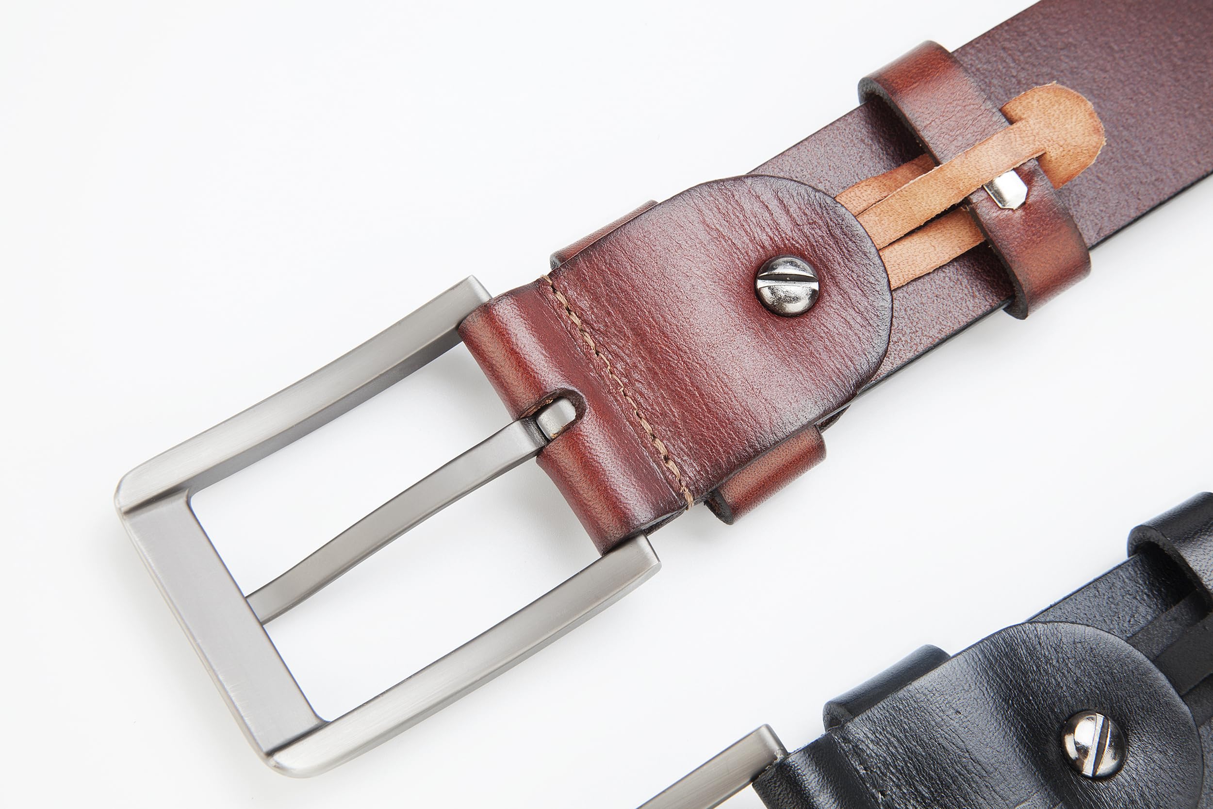 Cinturones para hombre, cinturón grueso de cuero de grano completo para hombre, cinturón casual de 1 1/2 pulgadas de ancho, cinturón casual ajustable para adaptarse