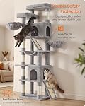 Feandrea Cat Tree, XXL Tall Tower with Sisal Scratching Posts, Multi-Level Activity Center for Large Indoor Cats, 21.6 x 17.7 x 80.7 inch, Light Grey, Clawfy Collection UPCT021G101