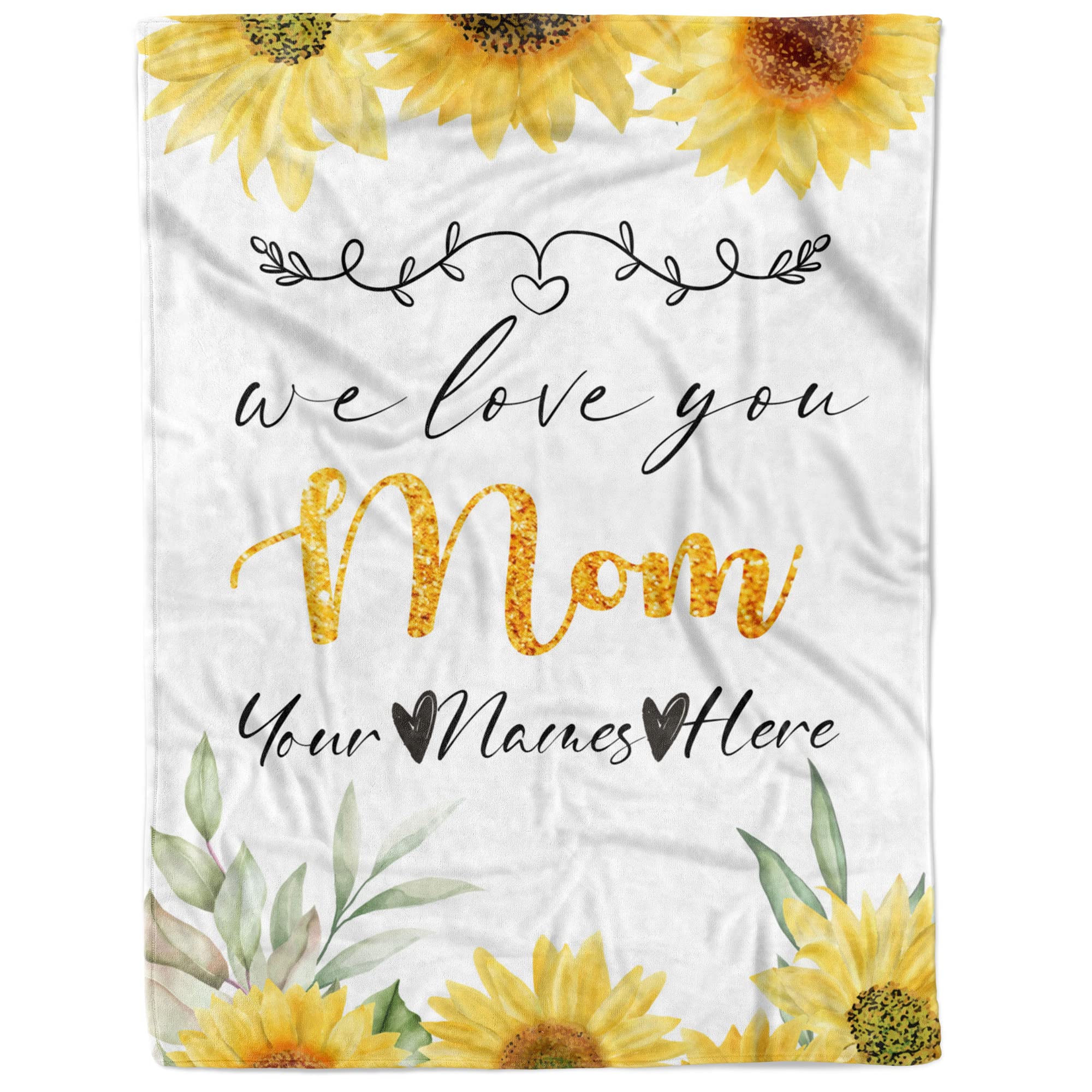 Manta personalizada con nombre para mamá para mamá, abuela, manta de flores con nombre personalizado, manta con nombres para mamá de hijo e hija, manta de forro polar con nombre personalizado para