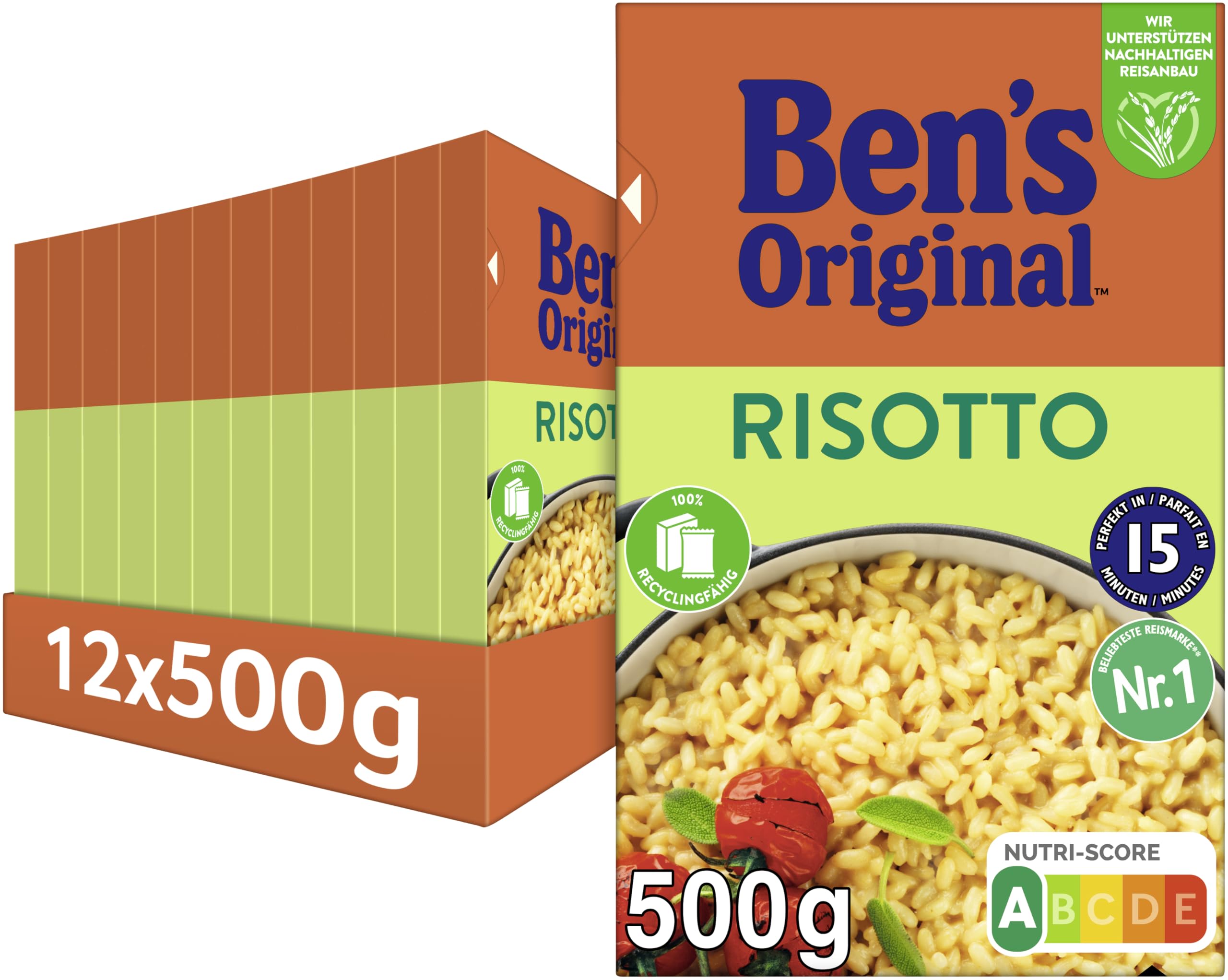 BEN'S ORIGINAL™ Loser Reis Risotto 12x500g | Risotto Reis lose, Cremiges Ergebnis, Ideal für klassisches Risotto