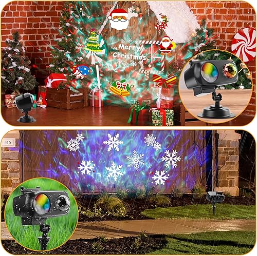 Miniatura 5 de Proyector de luces de Navidad de Halloween para exteriores, 14 diapositivas HD (ondas oceánicas 3D + patrones), luces de paisaje, impermeables, para