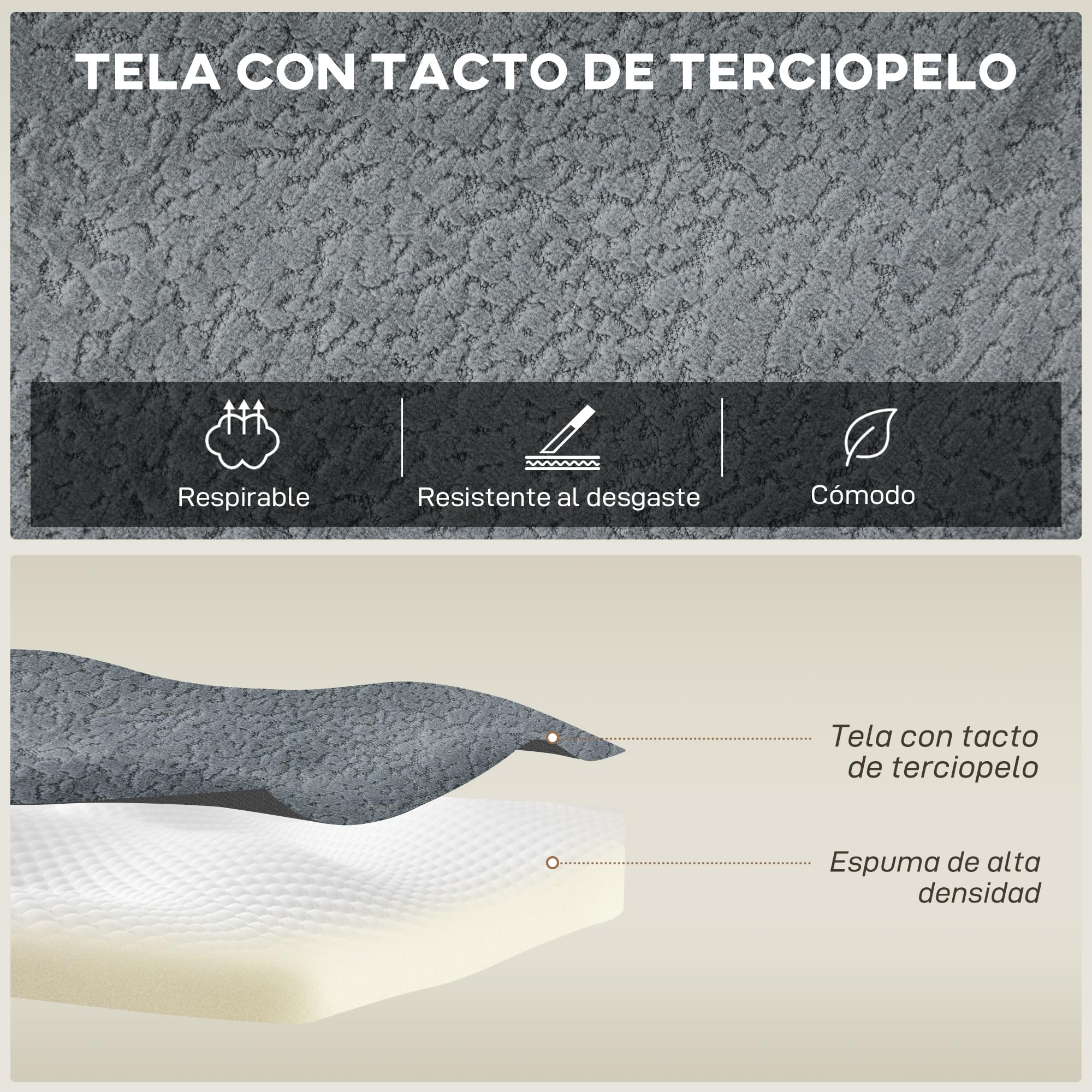HOMCOM Sofá Modular en Forma de U 4 Plazas, 2 Taburetes Gris Oscuro | Sofá de Esquina Seccional, Almohadas, Reposabrazos Anchos, sin Montaje, Asientos Amplios y Profundos, Tapizado en Terciopelo