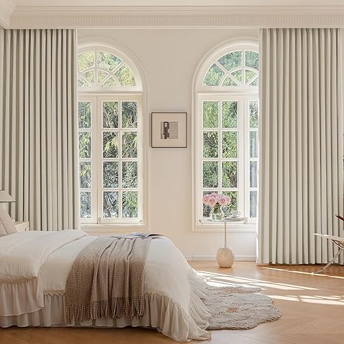 Miniatura 11 de Natural Linen Pinch Pleated Blackout Curtains 2 Panels 40"Wx84"L inches Long for Bedroom Living Room Thermal Insulated Room Darkening Pinch Pleat