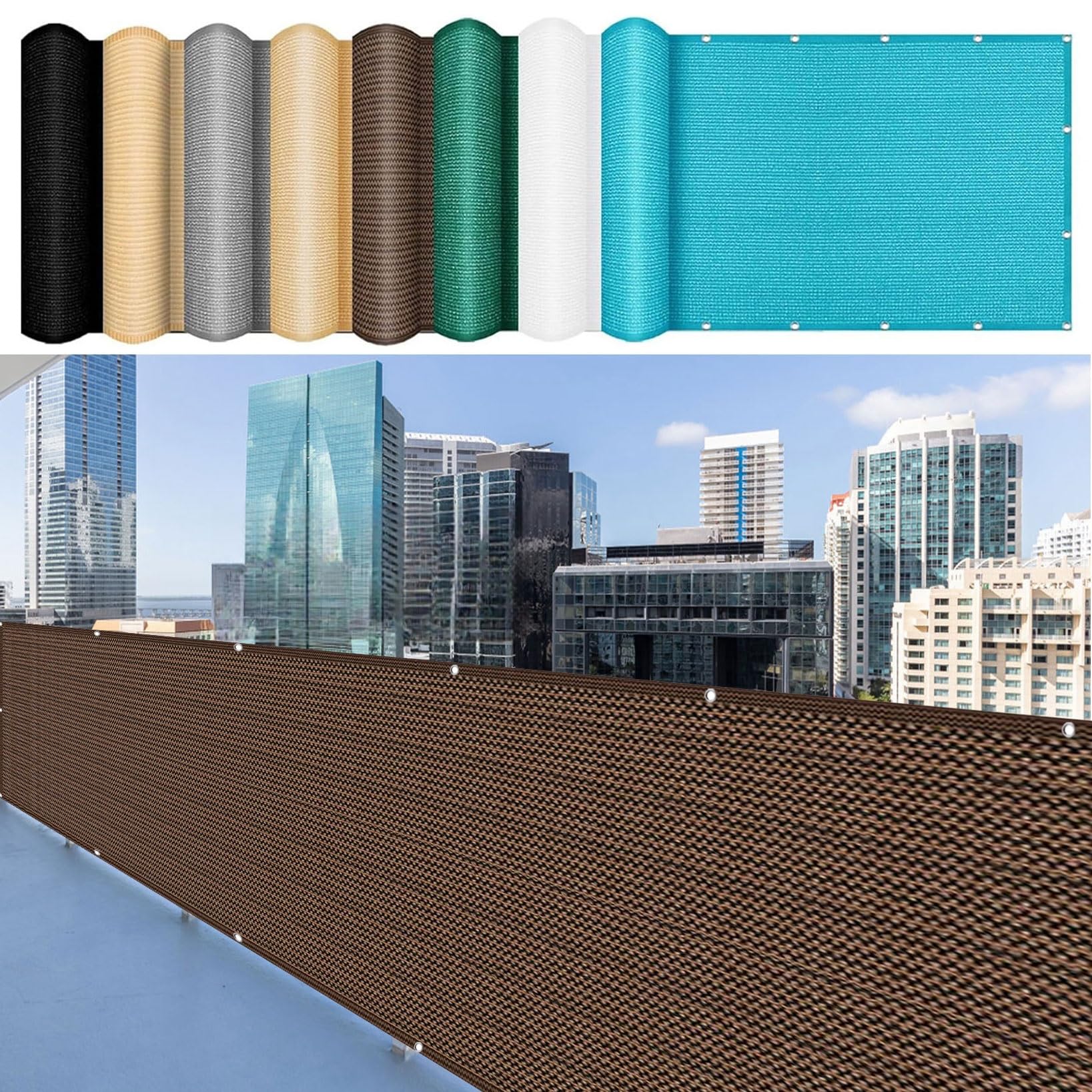 Bâche de balcon anti-UV et opaque marron pour bloquer le vis-à-vis