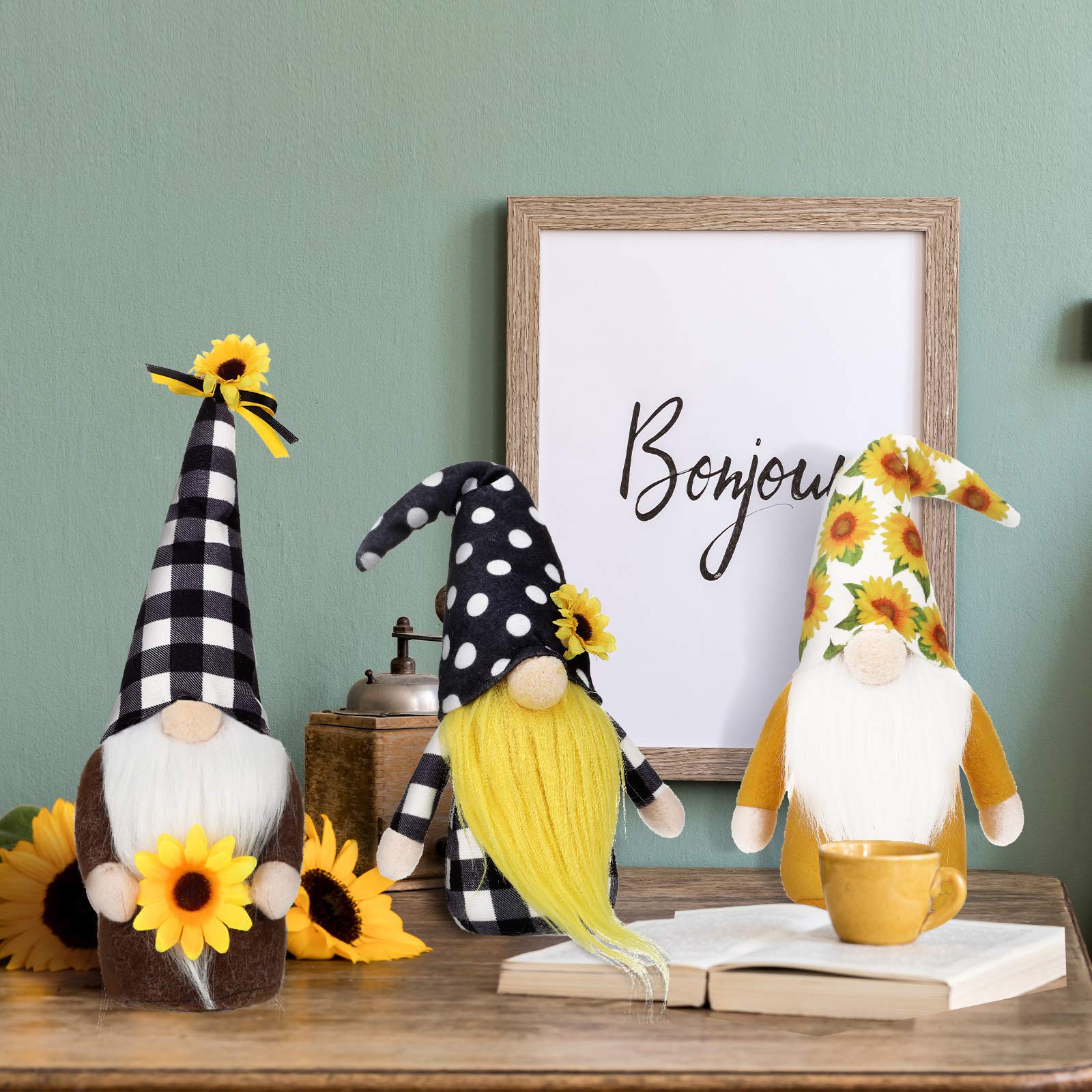 Hello Fall Sunflower Desk Decor - 8 Inch Wooden Sign With Iron Stand, Autumn Table Centerpiece - View #9