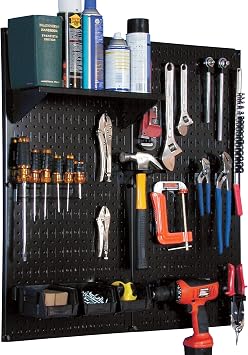 Wall Control Industrial Metal Pegboard- Black Three 16inx32in Panels