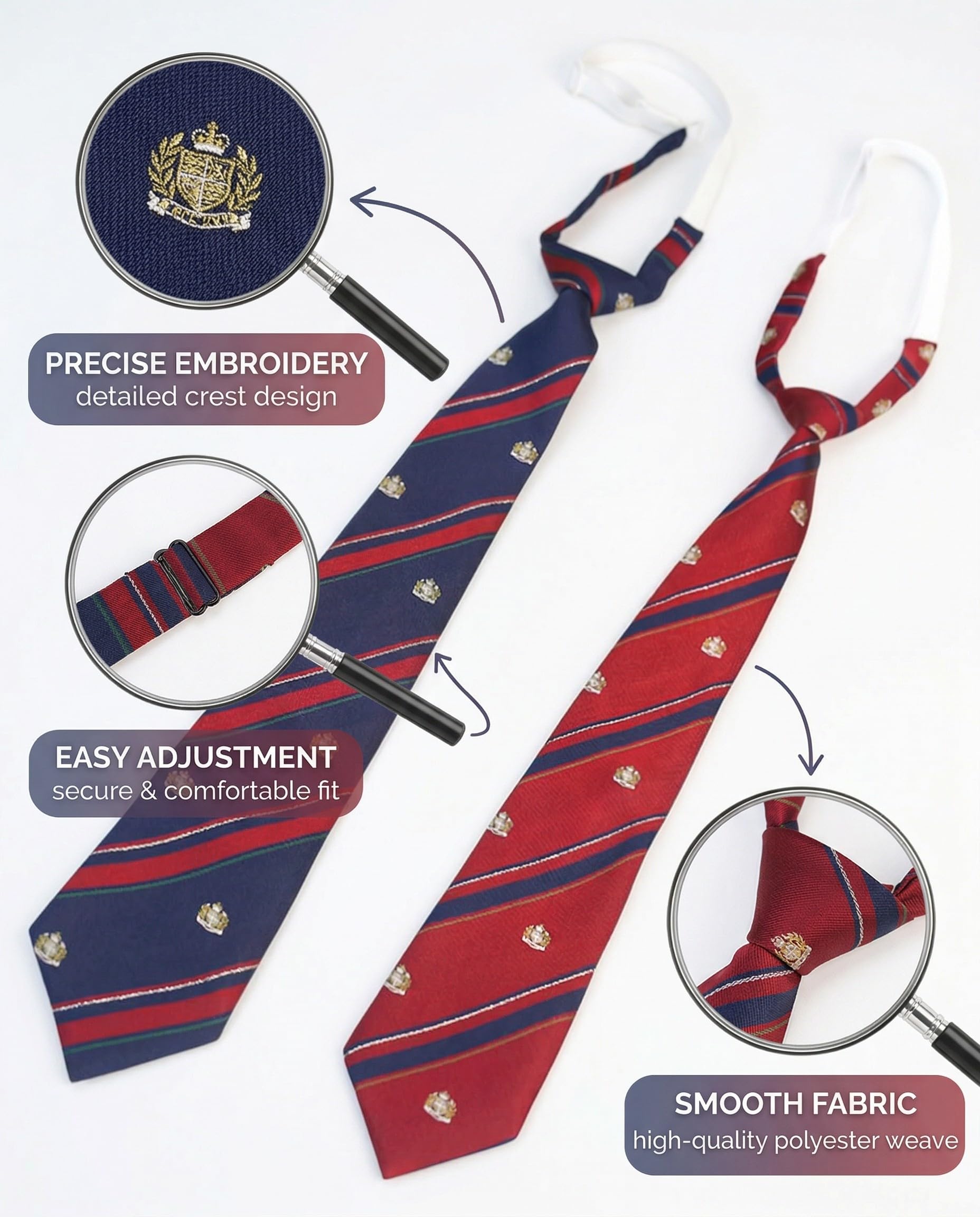 2 Corbata, Patrulla Clásica, Corbata Niño, Accesorios De Ropa, Adecuados Para Ceremonias, Actuaciones, Bodas (Rojo + Azul)