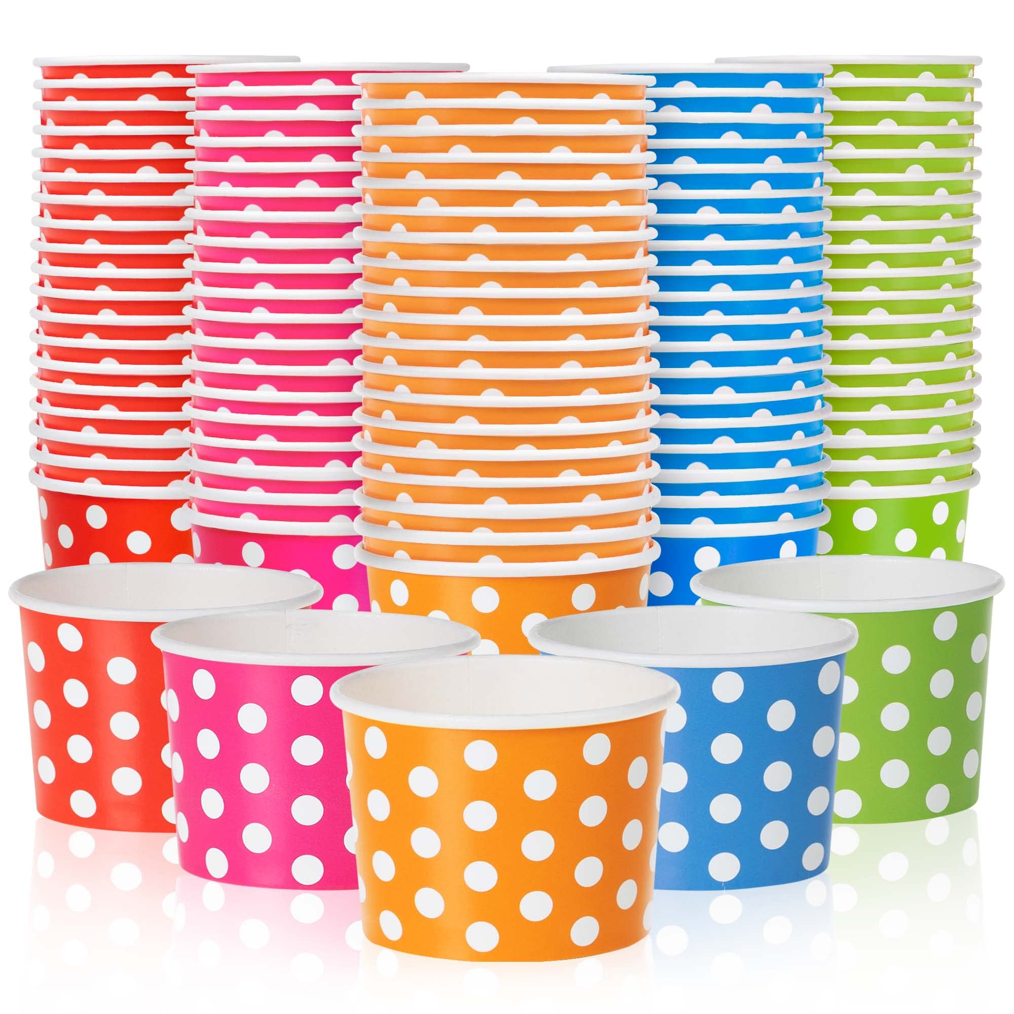 MATICAN Paper Ice Cream Cups - 100-Count 9-Oz Disposable Dessert Bowls for Hot or Cold Food, 9-Ounce Party Supplies Treat Cups for Sundae, Frozen