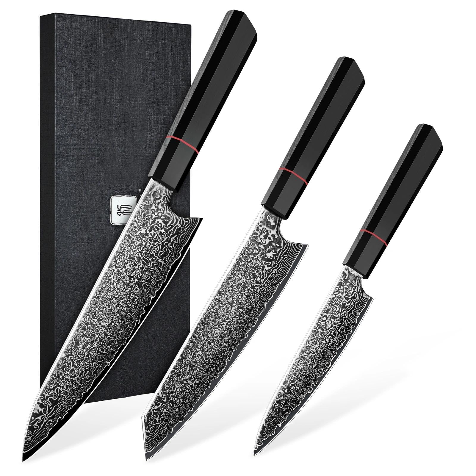 Amazon.com: TIVOLI Damascus Knife Set 3PCS - VG10 Japanese Kitchen