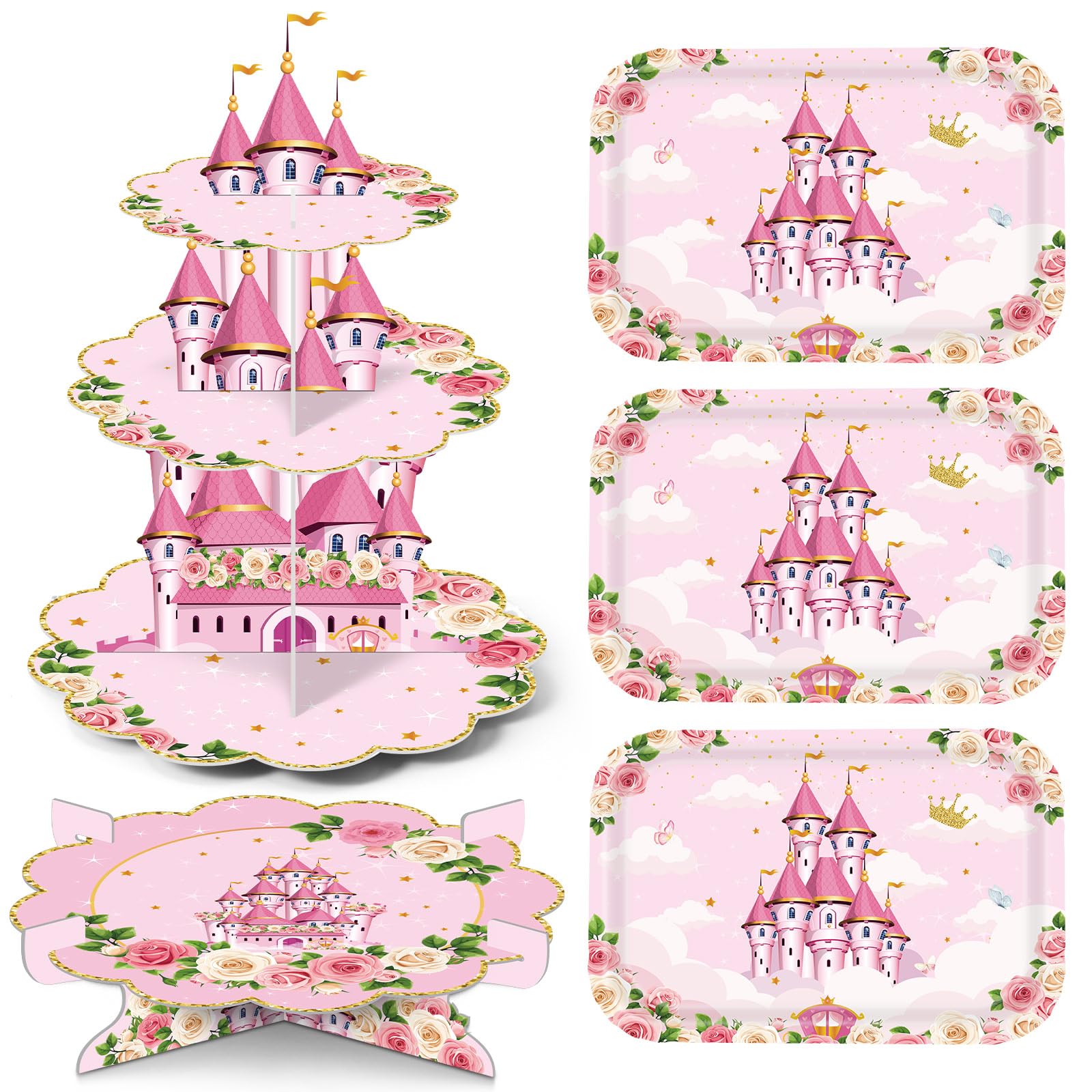 Kit cupcake princesse et plateaux floraux pour un tea party élégant