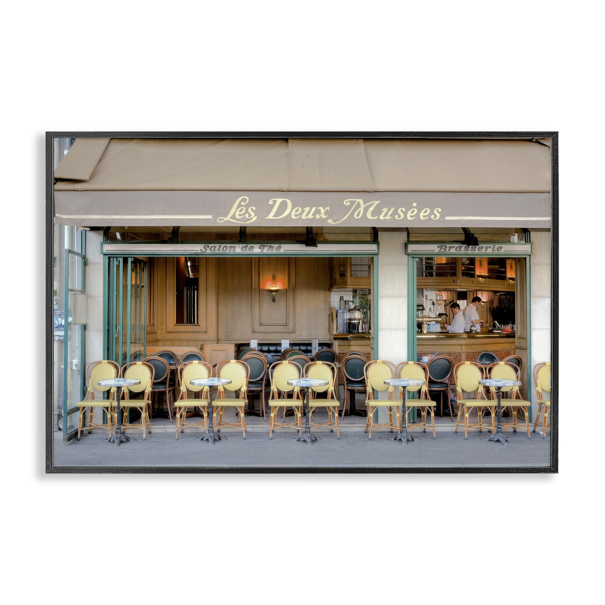 Stupell Industries Parisian Outdoor Seating Cafe Wall Art, Earth Tone Cityscape Ambiance for Living Room, 20 x 30 Inch Framed Giclée Print, by Alan Blaustein, Made in USA Gift