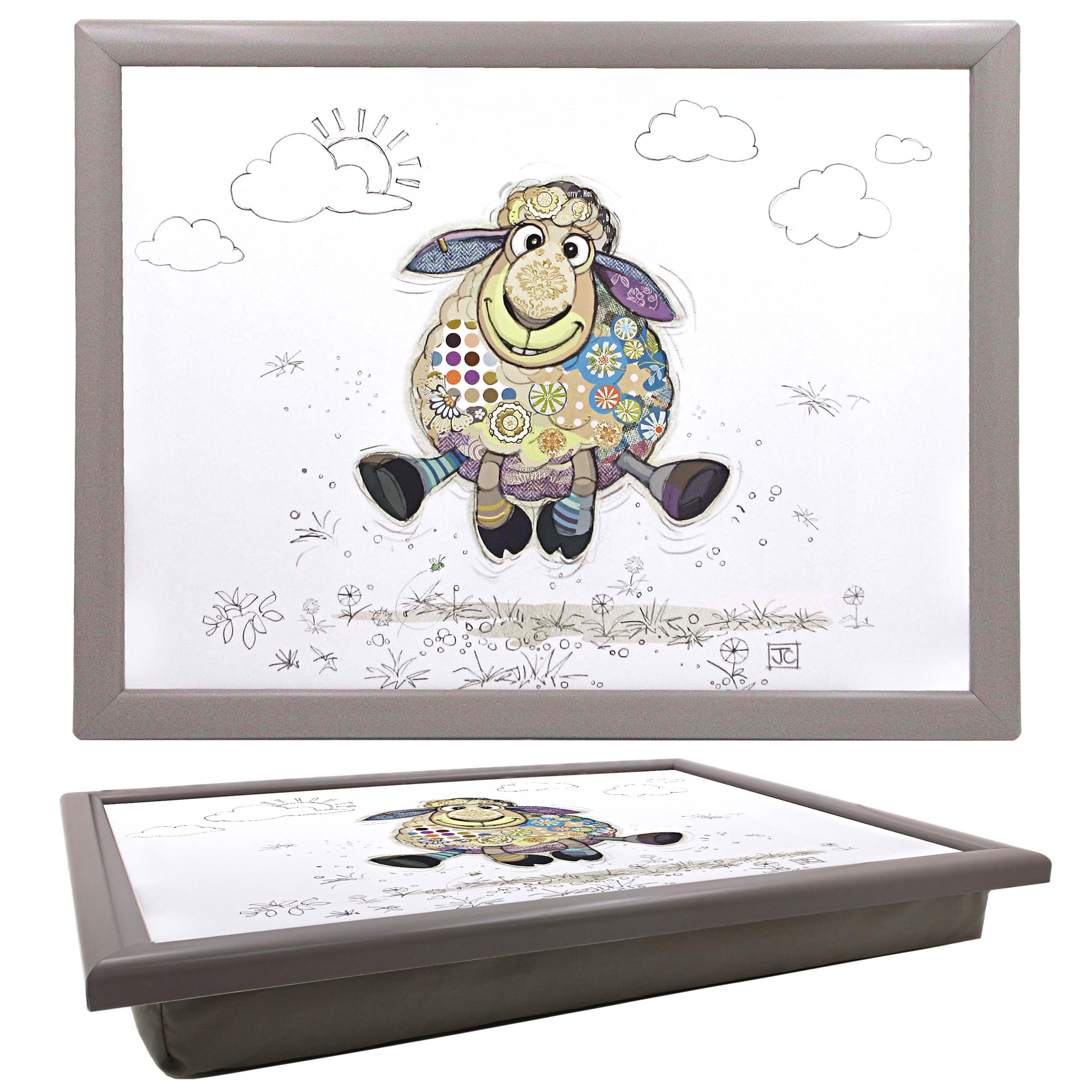 Lap Tray Cushioned Laptop Tray Padded Beanbag Base TV Dinner Bed Sasha Sheep