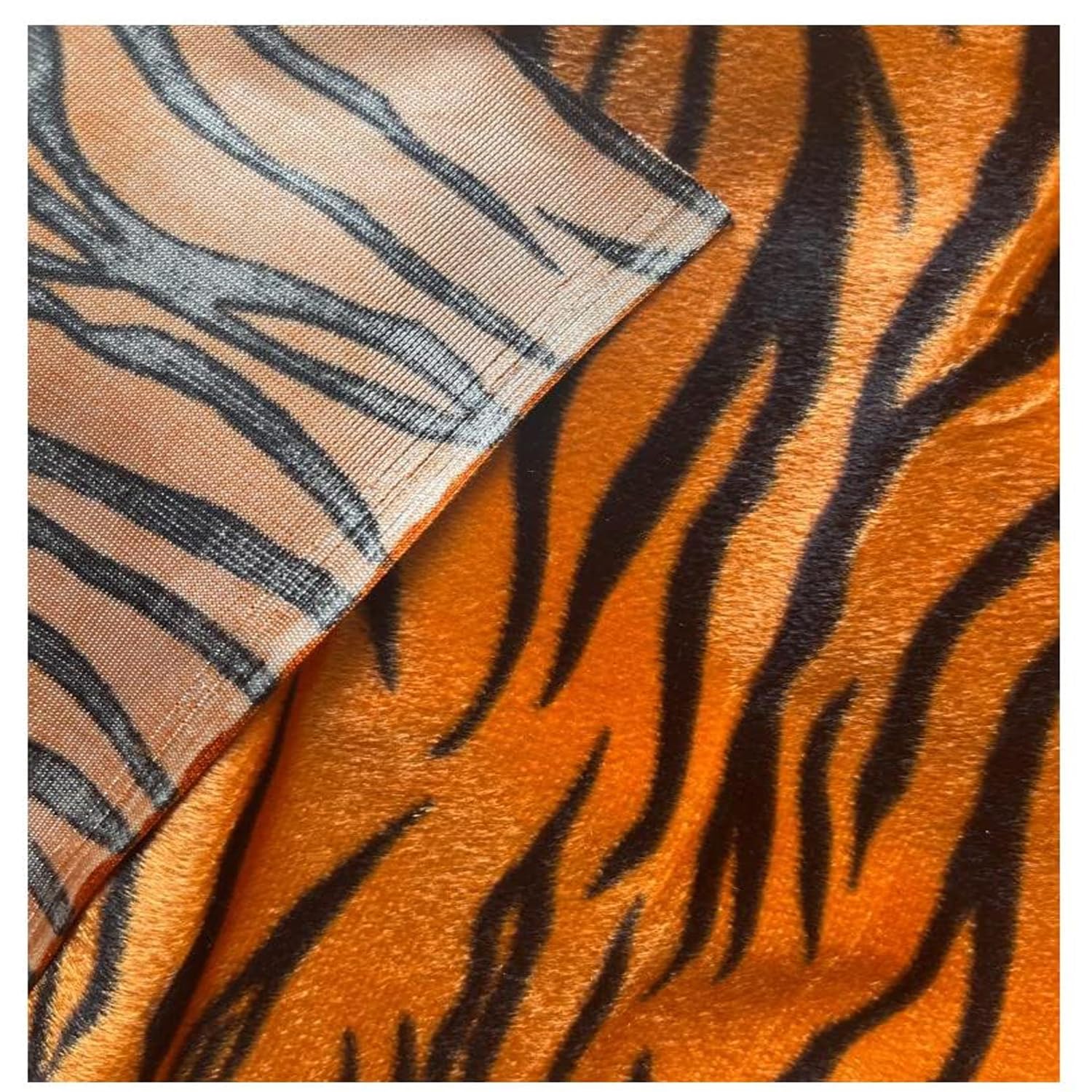 Velvet Fabric Tiger Cheeta Animal Skin Print Unstitched Fur Fabric for DIY, Soft Toys Making, Art, Craft Cloth, Fancy Dress, Jacket, Photoshoot (Orange, Tiger Print, 58 Inch Pana) (1 Meter)-image-38