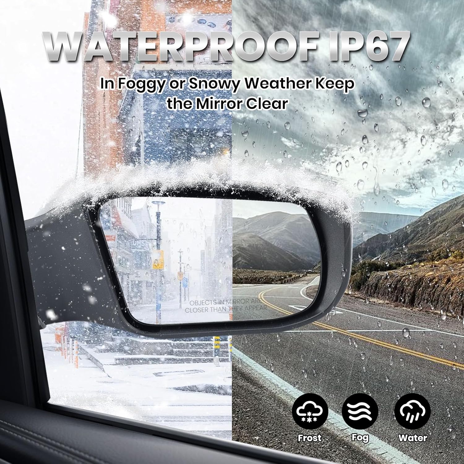 Right Passenger Silver Side Mirror Compatible with Altima 2013-2018 Sedan Power Glass/Non-Folding/Non-Heated Door Mirrors Outside Rear View Mirror Replace# 963013TH0A