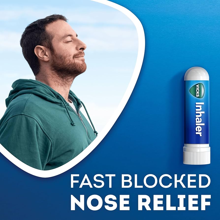 Procter & Gamble Vicks Inhaler For Cold And Cough, Fast Relief From A Stuffy Nose, Decongestant For Blocked Nose, With Menthol, Camphor & Pine Needle Oil, For Adults & Children Over 6