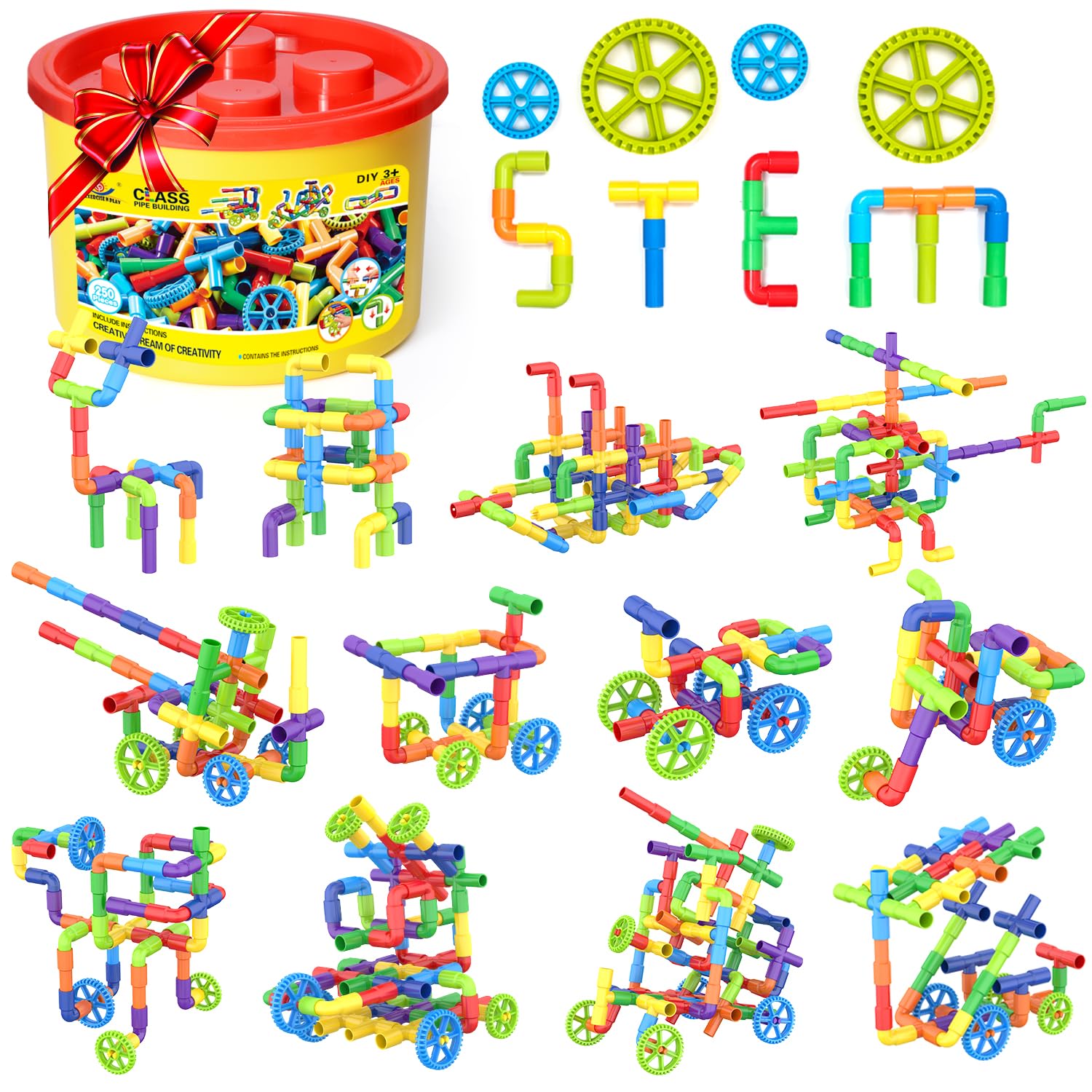 Amazon.co.jp: WishaLife 250ピース STEMビルディングブロックセット