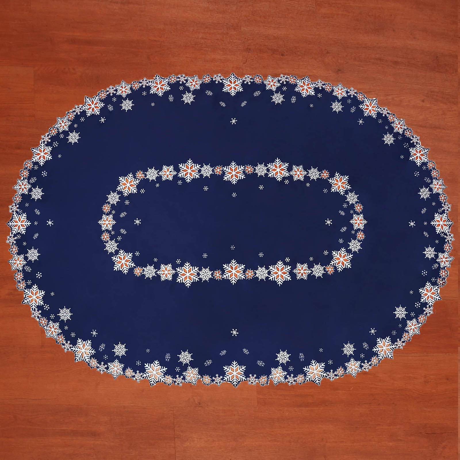 Grelucgo Super Large Embroidered Christmas Holiday Holly Tree Dining Tablecloth (57 × 120 Inches Oval Tablecloth