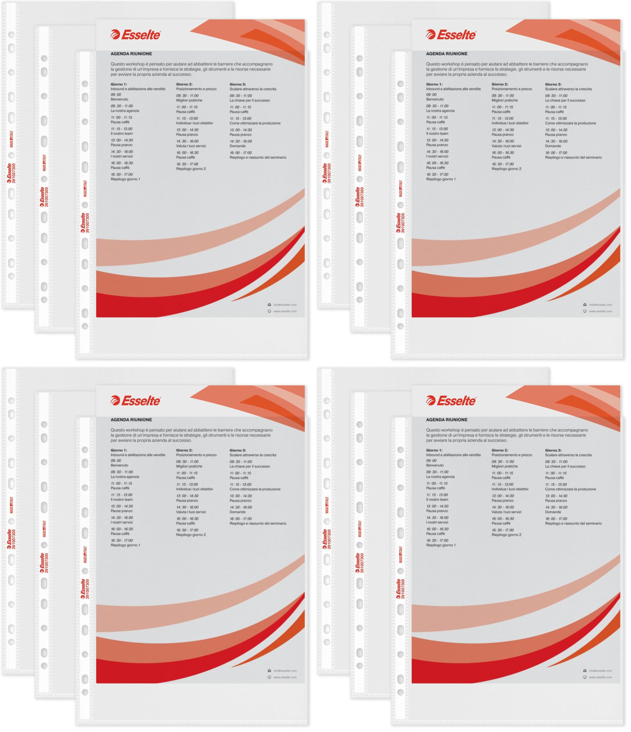 Esselte Buste Perforate Standard, in PPL Antiriflesso, per Archiviare e Conservare Documenti in Formato 22x30 cm, Confezione da 400 Buste, 391007300