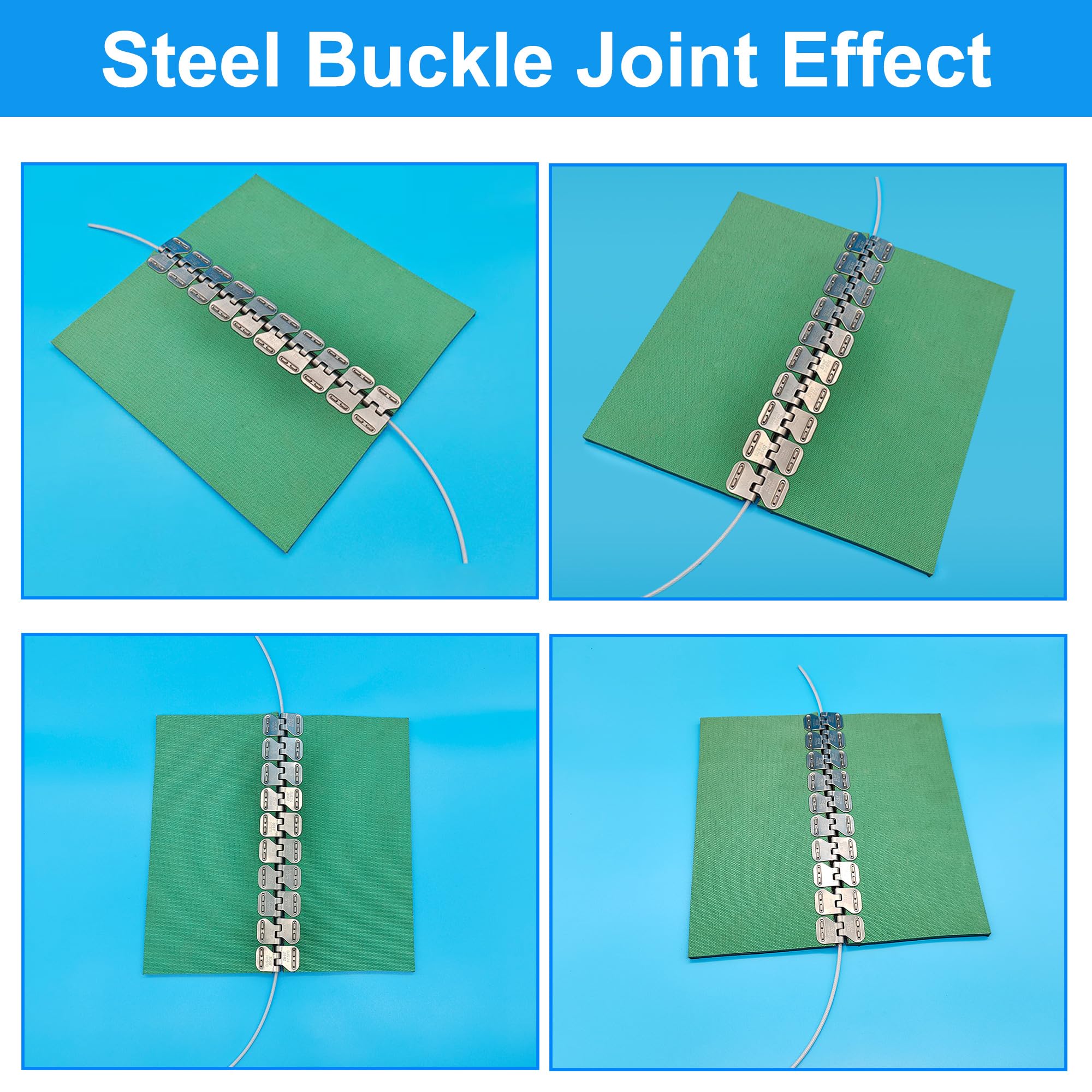 Agrafes pour bande transporteuse 600 mm en acier inoxydable, attache et jonction de convoyeur pour bandes légères 1,6 à 3,2 mm, fixation rapide industrielle, 4 pièces avec axes d’assemblage